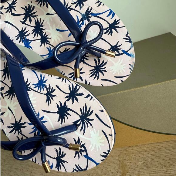 Kate Spade Pink/Blue Palm Trees Women Flip Flops-  W 7-8 - Picture 9 of 12